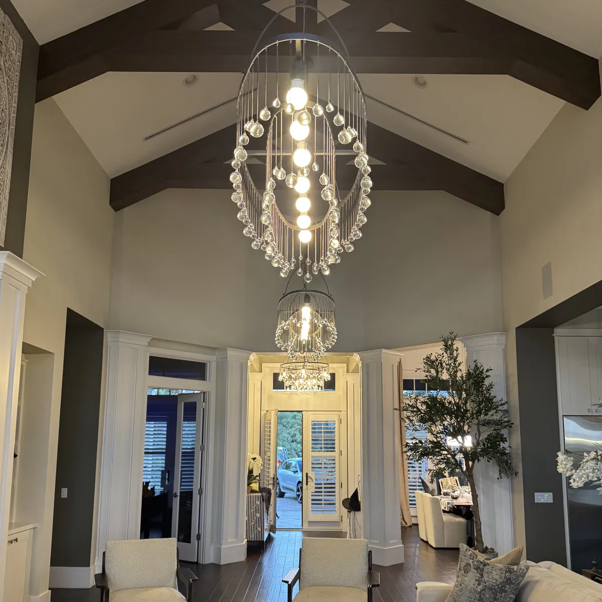 Smart Solutions SRQ technician installing roller shades on sliding glass doors in Sarasota, FL